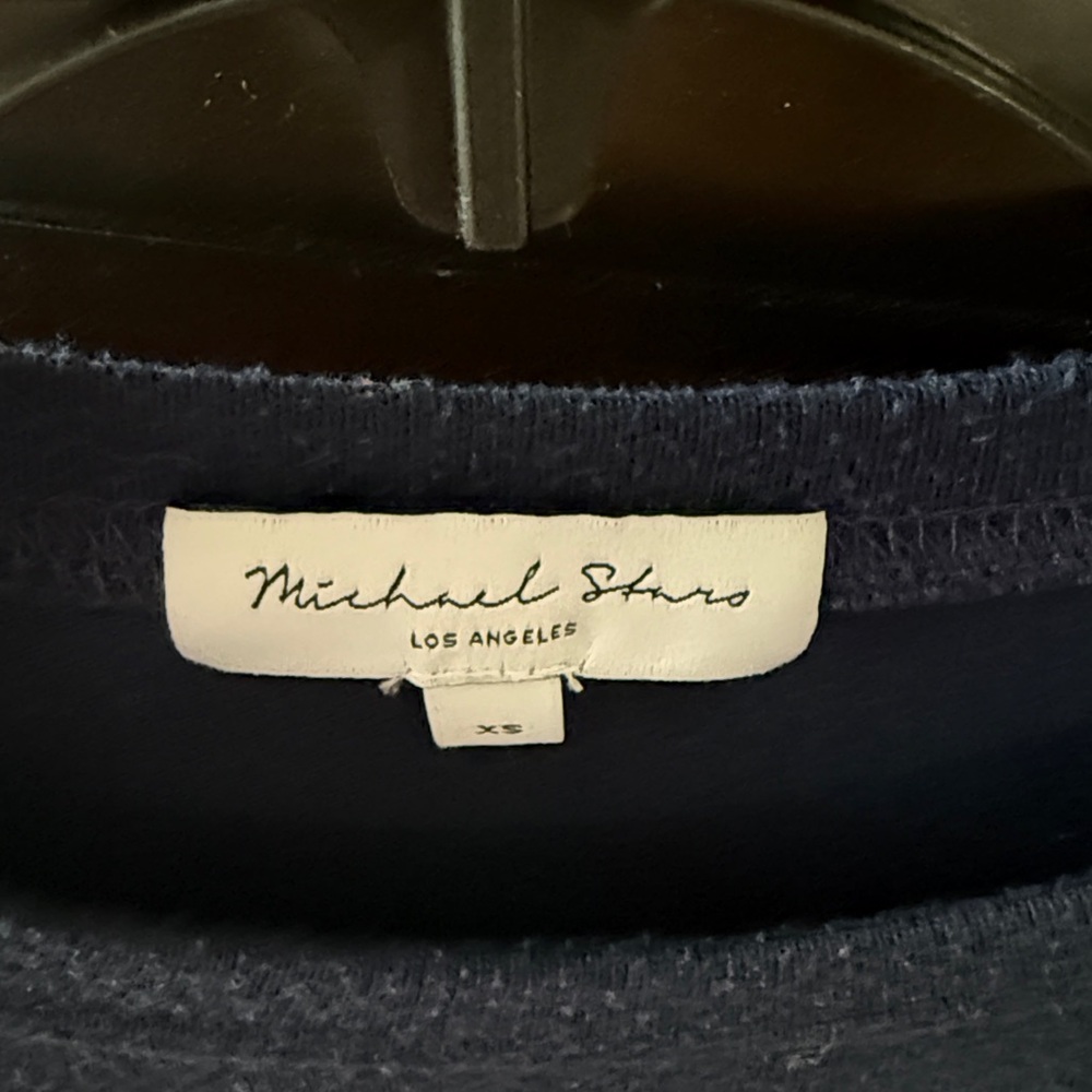 Michael Stars Navy Sweatshirt with Rainbow Stripe Sleeve size xs - Picture 5 of 6